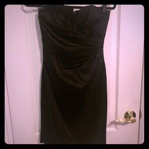 WHBM Strapless Black Satin Dress
